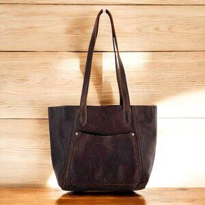 Portland Leather Dark Brown Pebbled Leather Tote Bag Handbag